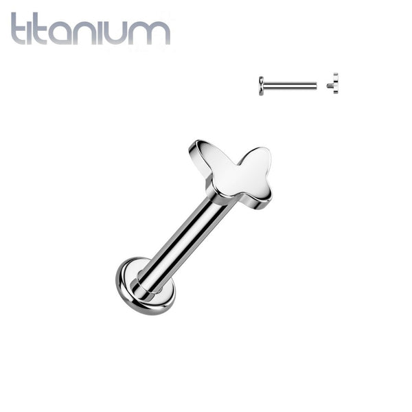 Implant Grade Titanium Dainty Minimal Butterfly Internally Threaded Flat Back Labret