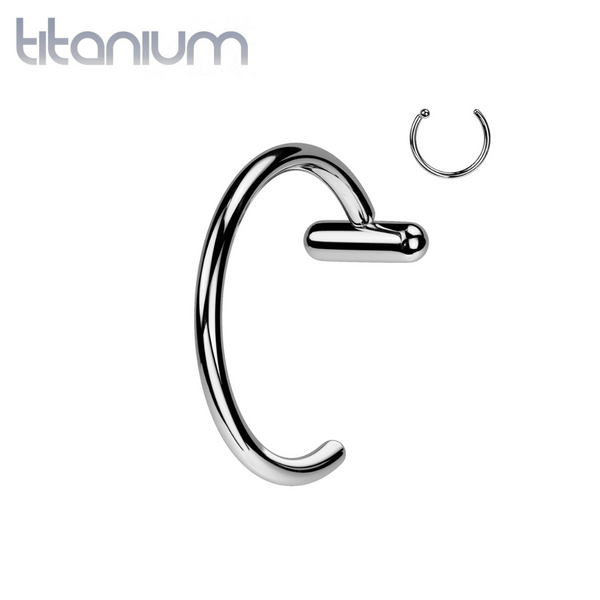 Implant Grade Titanium Nose Hoop Ring With Bar Stopper