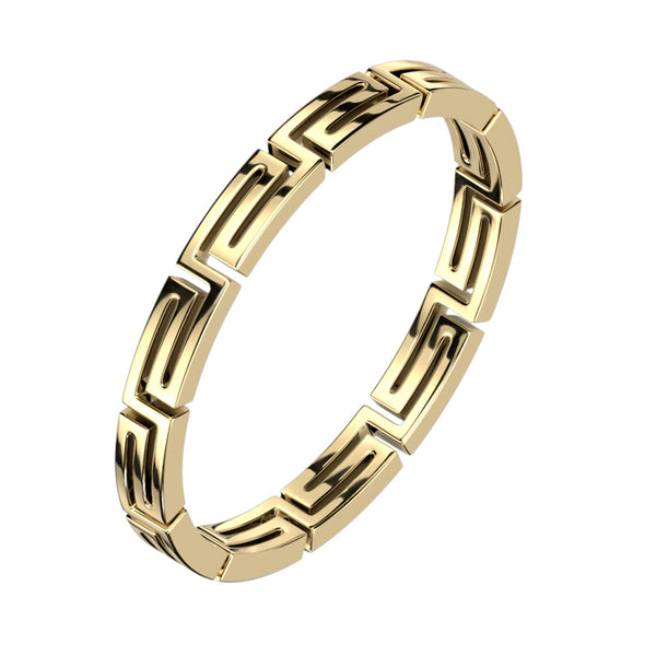 Maze Cut Out Stackable Gold PVD Stainless Steel Ring