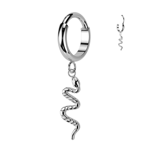 Implant Grade Titanium Snake Dangle Hinged Clicker Hoop