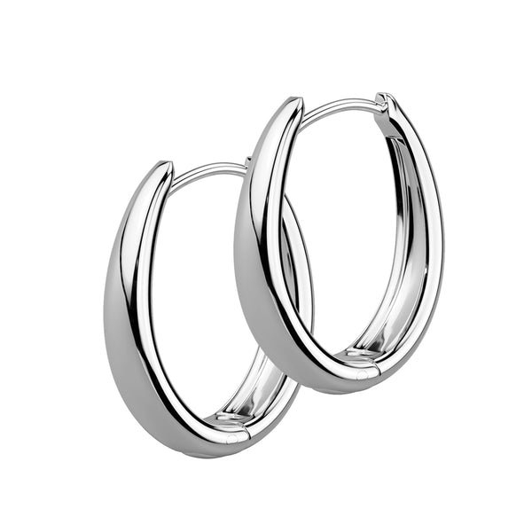 Pair of 316L Surgical Steel Long Oval Hinged Hoop Earrings