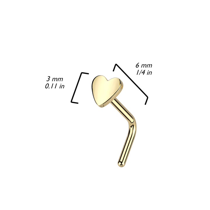 Implant Grade Titanium Heart L-Shaped Nose Ring Stud - Pierced Universe