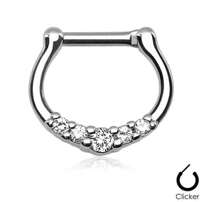 16ga Small All White Clear 5 Prong Set CZ Septum Ring 316L Surgical ...