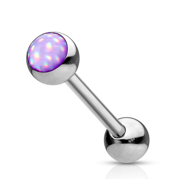 316L Surgical Steel Purple Gem Tongue Ring Straight Barbell - Pierced Universe