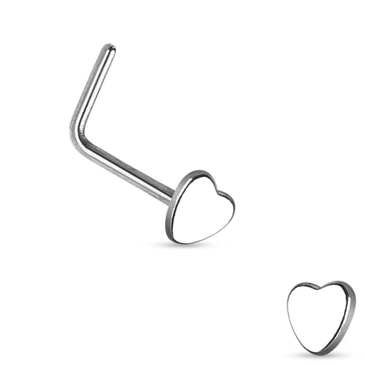 316L Surgical Steel Small Heart L Shape Nose Ring Pin - Pierced Universe