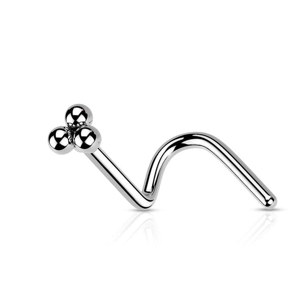 316L Surgical Steel Trillium Ball Top Corkscrew Nose Ring Stud - Pierced Universe