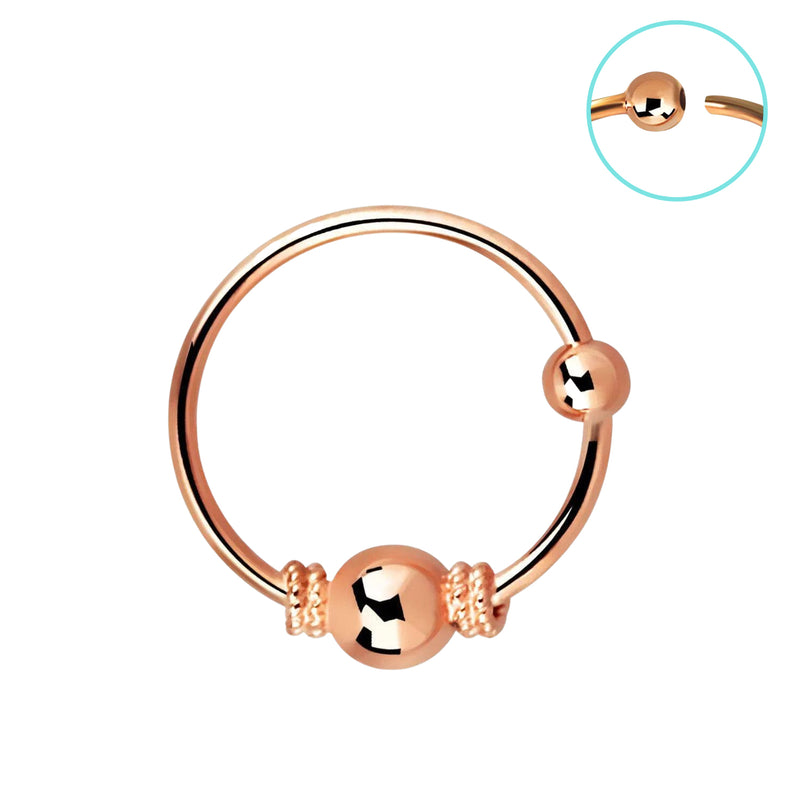 Rose Gold Plated 925 Sterling Silver Tribal Nose Ring Hoop with Design - Pierced Universe