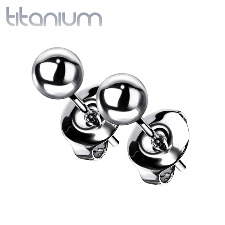 Pair of Implant Grade Titanium Ball Stud Earrings - Pierced Universe