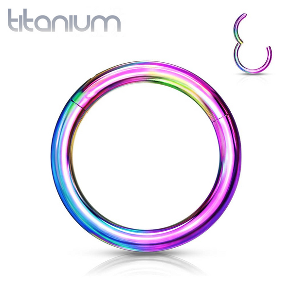 Implant Grade Titanium Rainbow PVD Hinged Clicker Segment Cartilage Hoop Ring - Pierced Universe