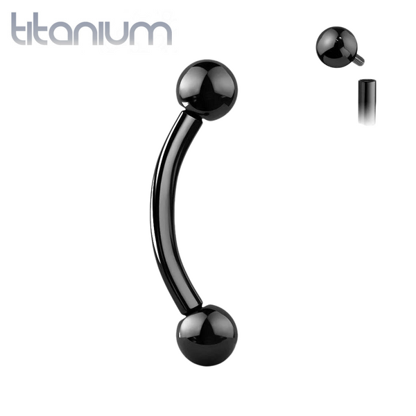 Implant Grade Titanium Black PVD Internally Threaded Curved Barbell - Pierced Universe