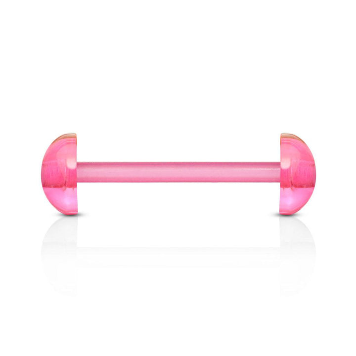 Flexible Acrylic Straight Barbell Tongue Ring with Dome Half-Ball Ends - Pierced Universe