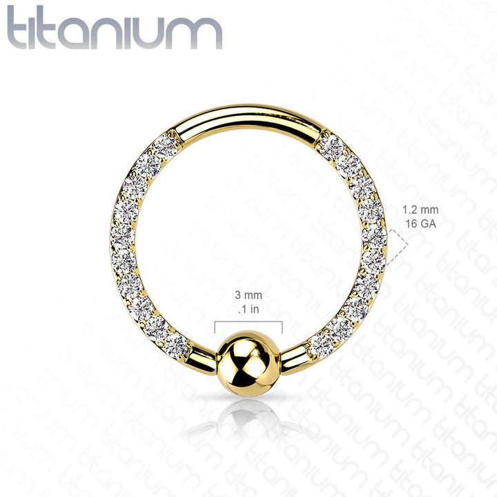 Implant Grade Titanium Black PVD Front Facing VM CZ Pave CBR Hoop Ring - Pierced Universe