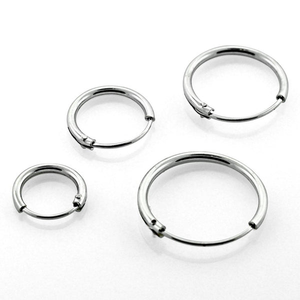 Huggie Hoop One-Touch Surgical Stainless Steel Earring Finding, Dark Silver Earring Hoops with Ring, Retail & Wholesale (STER-0015S) 19mm (Inner 14mm)