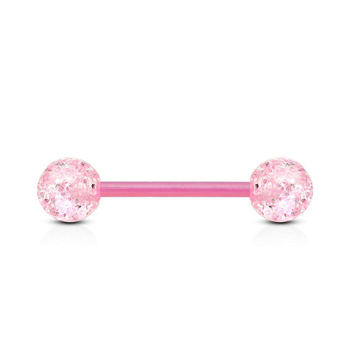 Pink Glitter Acrylic Straight Barbell - Pierced Universe