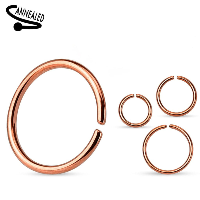 Rose Gold PVD High Polished Surgical Steel High Polished Easy Bend Nose, Cartilage Hoop Ring - Pierced Universe