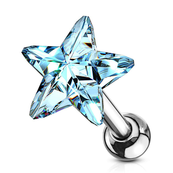 Surgical Steel Aqua Star Helix Barbell - Pierced Universe